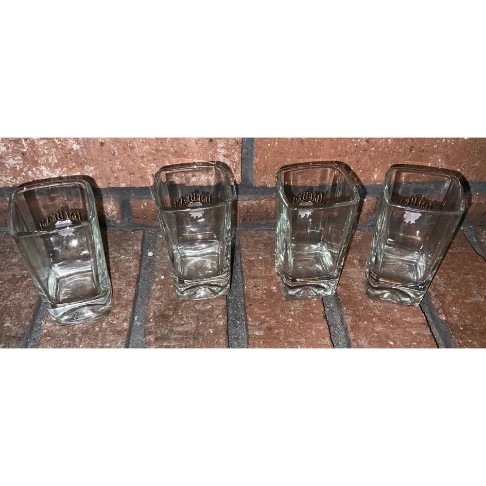 Jim Beam 4pk Clear Square‎ Whiskey Shot Glasses 3.25